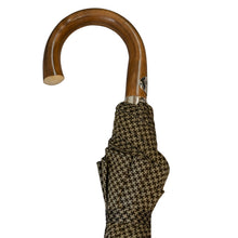 Load image into Gallery viewer, Chestnut Handle Folded Umbrella - Houndstooth - The Bespoke Shop 
