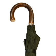 Load image into Gallery viewer, Chestnut Handle Folded Umbrella - Forest Green - The Bespoke Shop 
