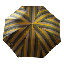 Load image into Gallery viewer, Chestnut Handle Folded Umbrella -Multicoloured stripes - The Bespoke Shop 
